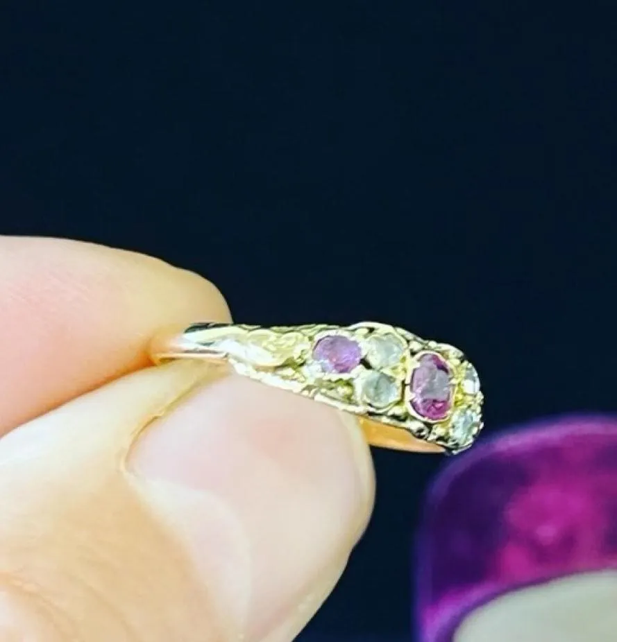 Victorian Pink Sapphire and Rose Cut Diamond Ring