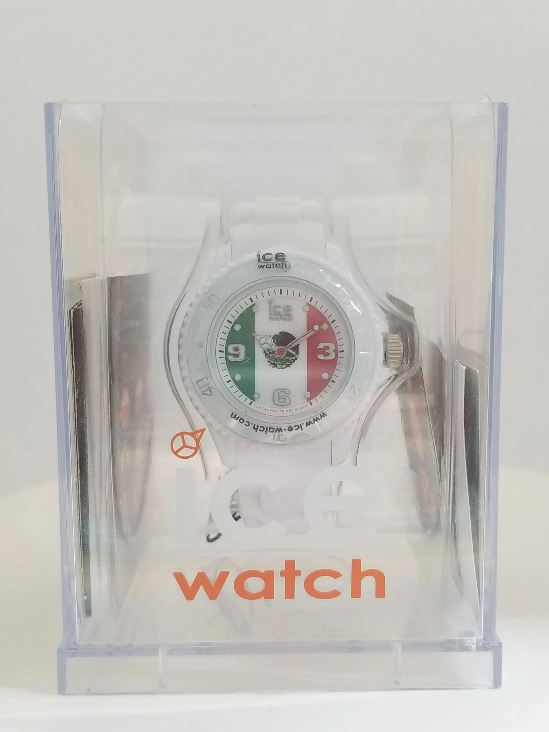 White ICE Watch w/ Mexico Flag Face Design