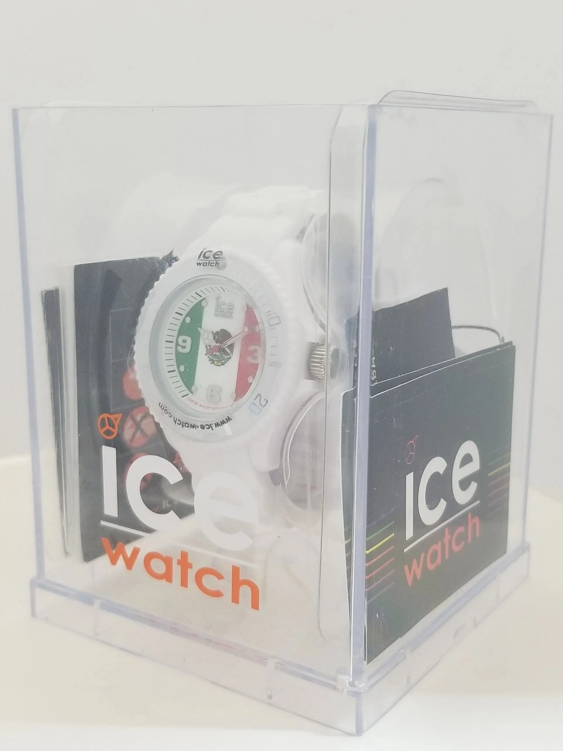 White ICE Watch w/ Mexico Flag Face Design