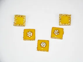 Yellow Designer Square Kundan Beads